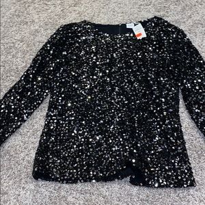 Gap long sleeve Sequin blouse with zipper in back